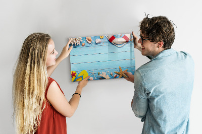 Memobord van glas met print inclusief neodymium magneten Zomerherinneringen aan zee