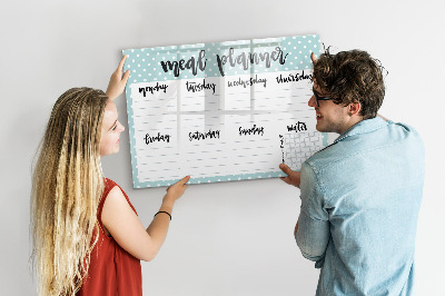 Memobord van glas met print inclusief neodymium magneten Maaltijdplanner voor de hele week