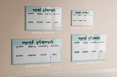 Memobord van glas met print inclusief neodymium magneten Maaltijdplanner voor de hele week