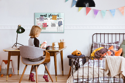 Memobord van glas met print inclusief neodymium magneten Maaltijdplanner voor de hele week