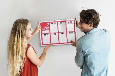 Memobord van glas met print inclusief neodymium magneten Weekplanning met ruimte voor foto's