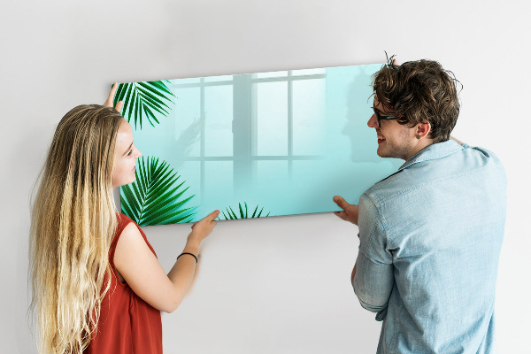 Decoratief glazen wandbord beschrijfbaar en magnetisch Groene poster voor foto's en notities