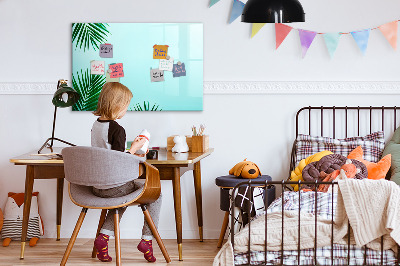 Decoratief glazen wandbord beschrijfbaar en magnetisch Groene poster voor foto's en notities