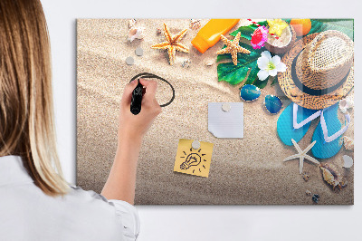 Memobord van glas met print inclusief neodymium magneten Zomerherinneringen aan het strand