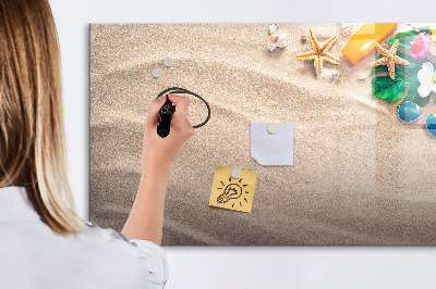 Memobord van glas met print inclusief neodymium magneten Zomerherinneringen aan het strand