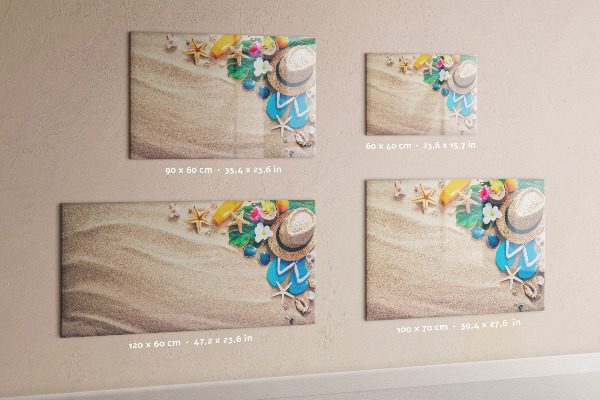 Memobord van glas met print inclusief neodymium magneten Zomerherinneringen aan het strand