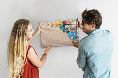 Memobord van glas met print inclusief neodymium magneten Zomerherinneringen aan het strand
