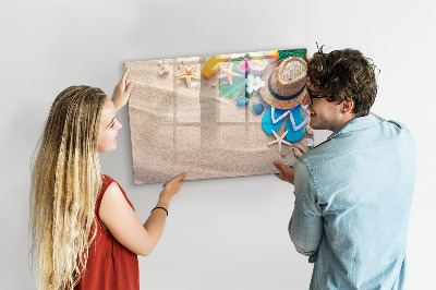 Memobord van glas met print inclusief neodymium magneten Zomerherinneringen aan het strand