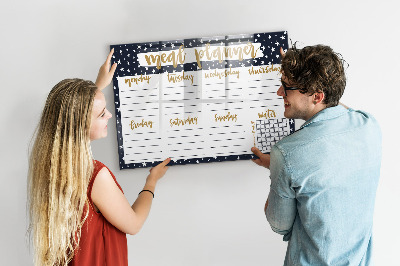 Memobord van glas met print inclusief neodymium magneten Maaltijdplanner voor elke week