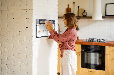 Memobord van glas met print inclusief neodymium magneten Maaltijdplanner voor elke week
