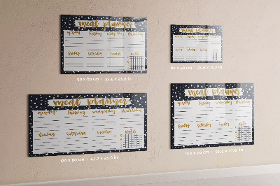 Memobord van glas met print inclusief neodymium magneten Maaltijdplanner voor elke week
