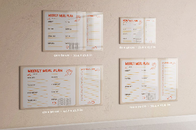 Decoratief glazen wandbord beschrijfbaar en magnetisch Maaltijdplan voor elke week