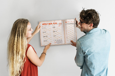 Decoratief glazen wandbord beschrijfbaar en magnetisch Maaltijdplan voor elke week