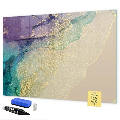 Decoratief glazen wandbord beschrijfbaar en magnetisch Een kleurrijk prikbord voor notities en foto's
