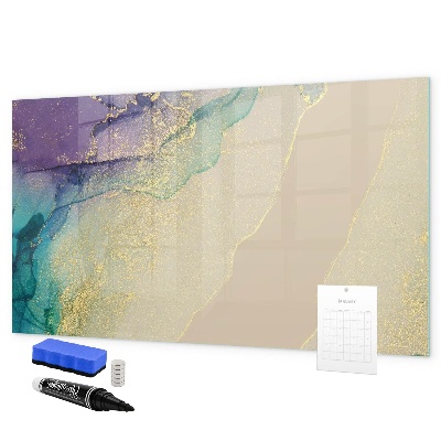 Decoratief glazen wandbord beschrijfbaar en magnetisch Een kleurrijk prikbord voor notities en foto's
