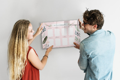 Memobord van glas met print inclusief neodymium magneten Weekplanner met ruimte voor foto's