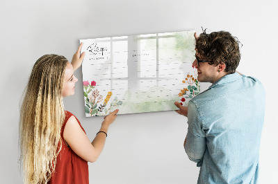 Decoratief glazen wandbord beschrijfbaar en magnetisch Een creatief prikbord voor recepten en herinneringen.