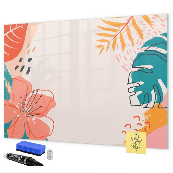 Decoratief glazen wandbord beschrijfbaar en magnetisch Prikbord voor creatieve herinneringen