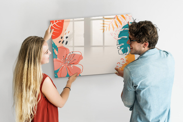 Decoratief glazen wandbord beschrijfbaar en magnetisch Prikbord voor creatieve herinneringen