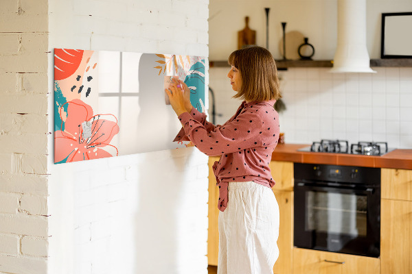 Decoratief glazen wandbord beschrijfbaar en magnetisch Prikbord voor creatieve herinneringen