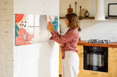 Decoratief glazen wandbord beschrijfbaar en magnetisch Prikbord voor creatieve herinneringen