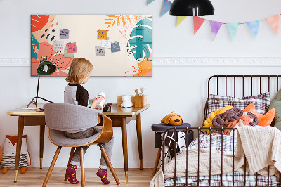 Decoratief glazen wandbord beschrijfbaar en magnetisch Prikbord voor creatieve herinneringen