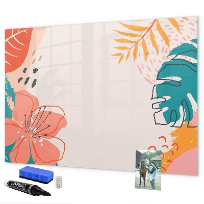 Decoratief glazen wandbord beschrijfbaar en magnetisch Prikbord voor creatieve herinneringen