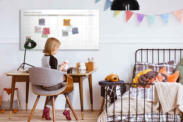 Memobord van glas met print inclusief neodymium magneten Maaltijdplan voor de hele week