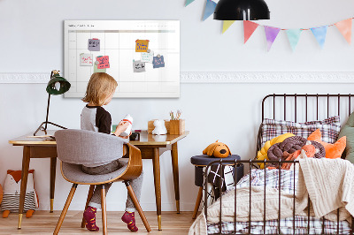 Memobord van glas met print inclusief neodymium magneten Maaltijdplan voor de hele week