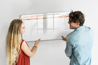 Memobord van glas met print inclusief neodymium magneten Wekelijks voedingsdagboek en aantekeningen