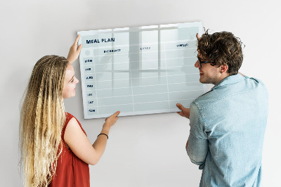 Memobord van glas met print inclusief neodymium magneten Maaltijdplan met ruimte voor foto's