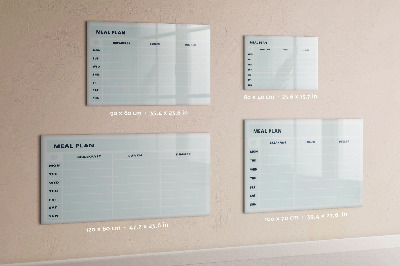 Memobord van glas met print inclusief neodymium magneten Maaltijdplan met ruimte voor foto's