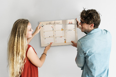 Memobord van glas met print inclusief neodymium magneten Weekplanner met ruimte voor foto's