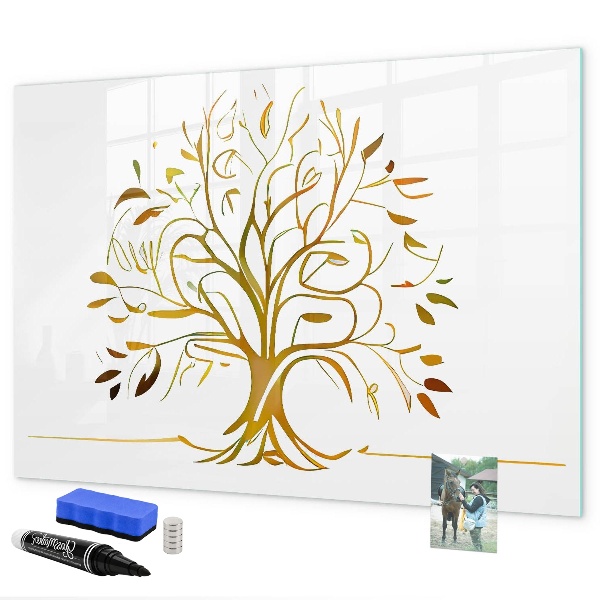 Memobord van glas met print inclusief neodymium magneten Herinneringsboom met foto's en notities