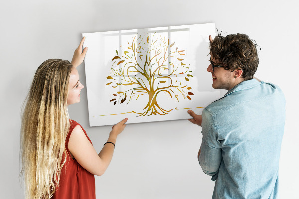 Memobord van glas met print inclusief neodymium magneten Herinneringsboom met foto's en notities