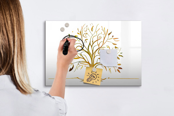 Memobord van glas met print inclusief neodymium magneten Herinneringsboom met foto's en notities