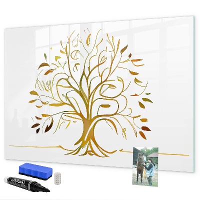 Memobord van glas met print inclusief neodymium magneten Herinneringsboom met foto's en notities