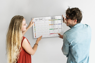 Decoratief glazen wandbord beschrijfbaar en magnetisch Maaltijdplan en boodschappenlijst