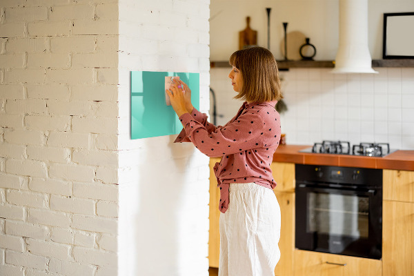 Memobord van glas met print inclusief neodymium magneten Een kleurrijk prikbord voor notities en foto's