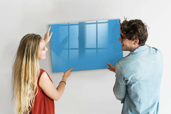 Decoratief glazen wandbord beschrijfbaar en magnetisch Een kleurrijk prikbord voor notities en foto's