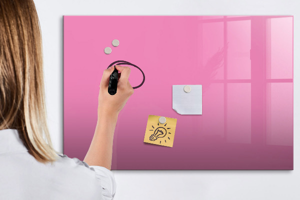 Memobord van glas met print inclusief neodymium magneten Roze prikbord voor notities en foto's