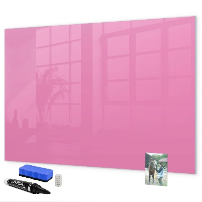 Memobord van glas met print inclusief neodymium magneten Roze prikbord voor notities en foto's