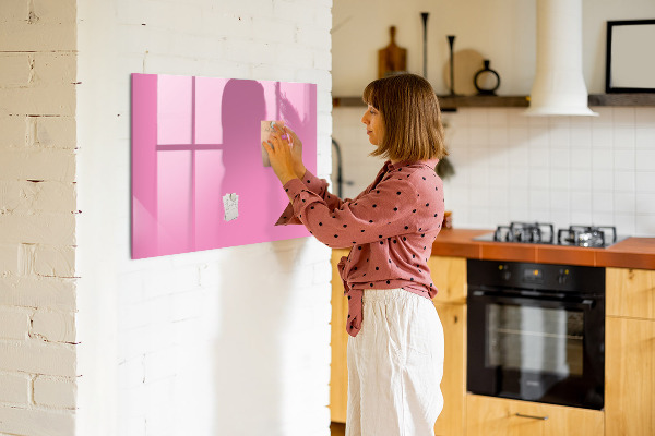 Memobord van glas met print inclusief neodymium magneten Roze prikbord voor notities en foto's