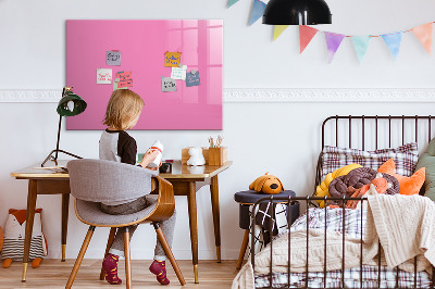 Memobord van glas met print inclusief neodymium magneten Roze prikbord voor notities en foto's