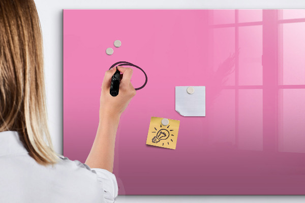 Memobord van glas met print inclusief neodymium magneten Roze prikbord voor notities en foto's