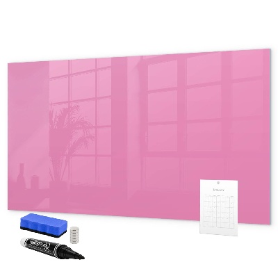 Memobord van glas met print inclusief neodymium magneten Roze prikbord voor notities en foto's