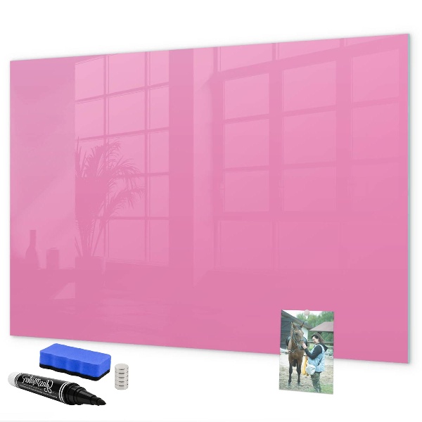 Memobord van glas met print inclusief neodymium magneten Roze prikbord voor notities en foto's