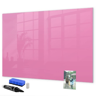 Memobord van glas met print inclusief neodymium magneten Roze prikbord voor notities en foto's