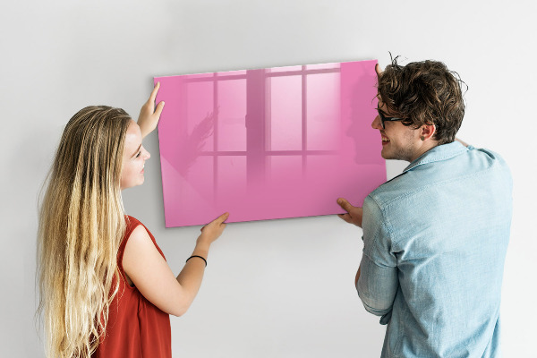 Memobord van glas met print inclusief neodymium magneten Roze prikbord voor notities en foto's