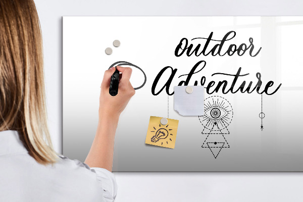 Memobord van glas met print inclusief neodymium magneten Buitenavonturen